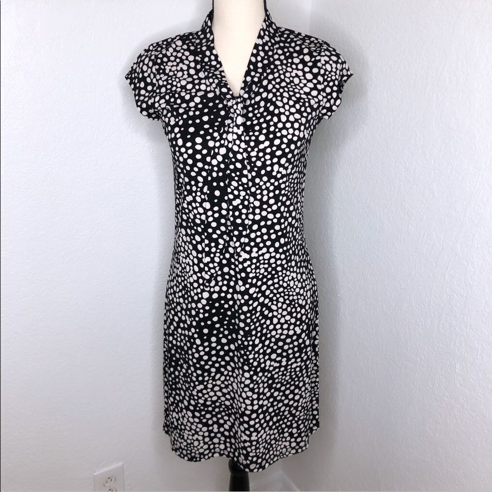 DKNY Black & White Polka Dot Shift Dress Sz P